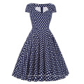 Belle Poque ahuecado de manga corta de estilo Vintage Vintage Polka Dots algodón vestido de 50 años BP000008-6